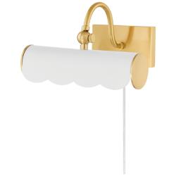 Mitzi Fifi 8.75&quot; Wide Aged Brass and White Plug-In Shelf Picture Light