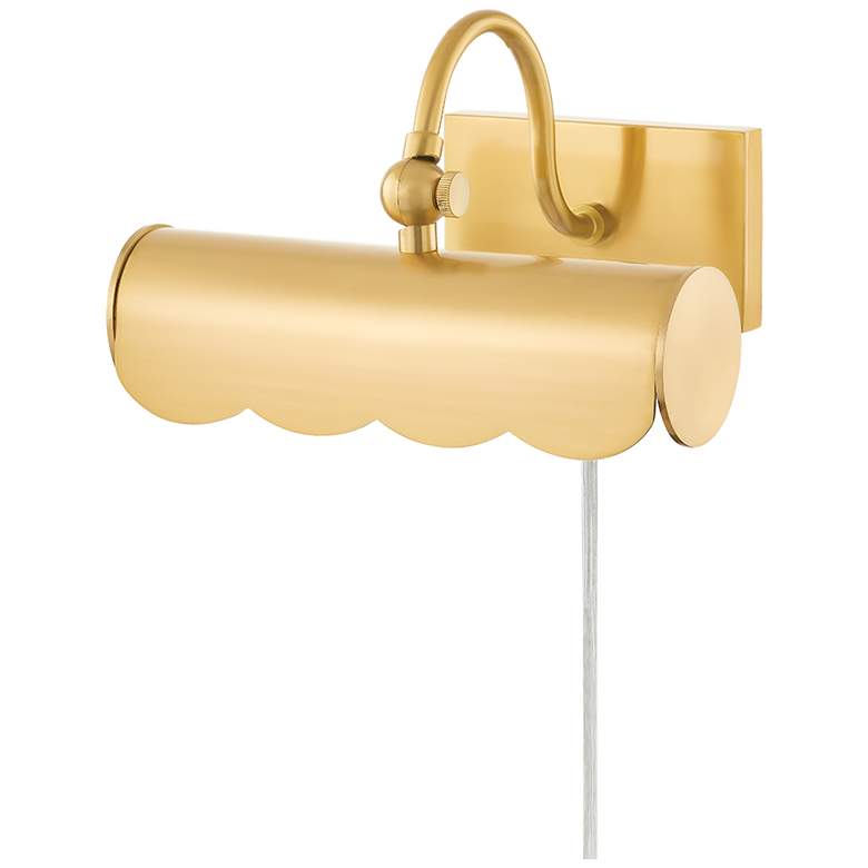 Image 1 Mitzi Fifi 8.75" Wide Aged Brass Plug-In Shelf Picture Light