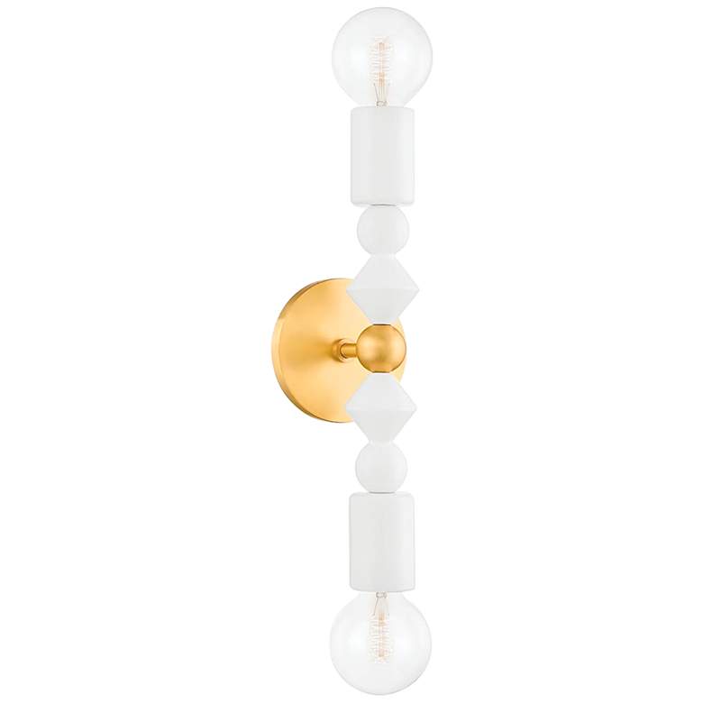 Image 1 Mitzi Flora 21" High Aged Brass 2-Light Wall Sconce