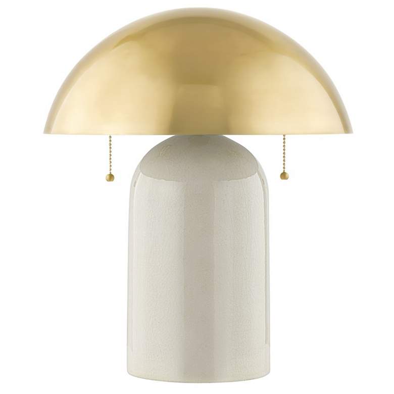 Image 2 Mitzi Gaia 16 1/2" Modern Ceramic Mushroom Dome Aged Brass Table Lamp
