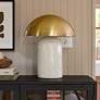 1_Mitzi Gaia 16 1/2" Modern Ceramic Mushroom Dome Aged Brass Table Lamp