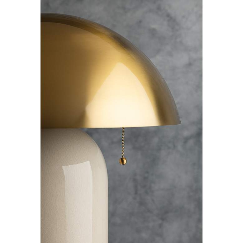 Image 3 Mitzi Gaia 16 1/2" Modern Ceramic Mushroom Dome Aged Brass Table Lamp more views