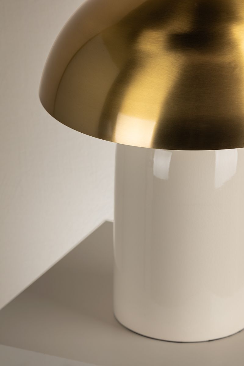 Mitzi Gaia 16 1/2" Modern Ceramic Mushroom Dome Aged Brass Table Lamp