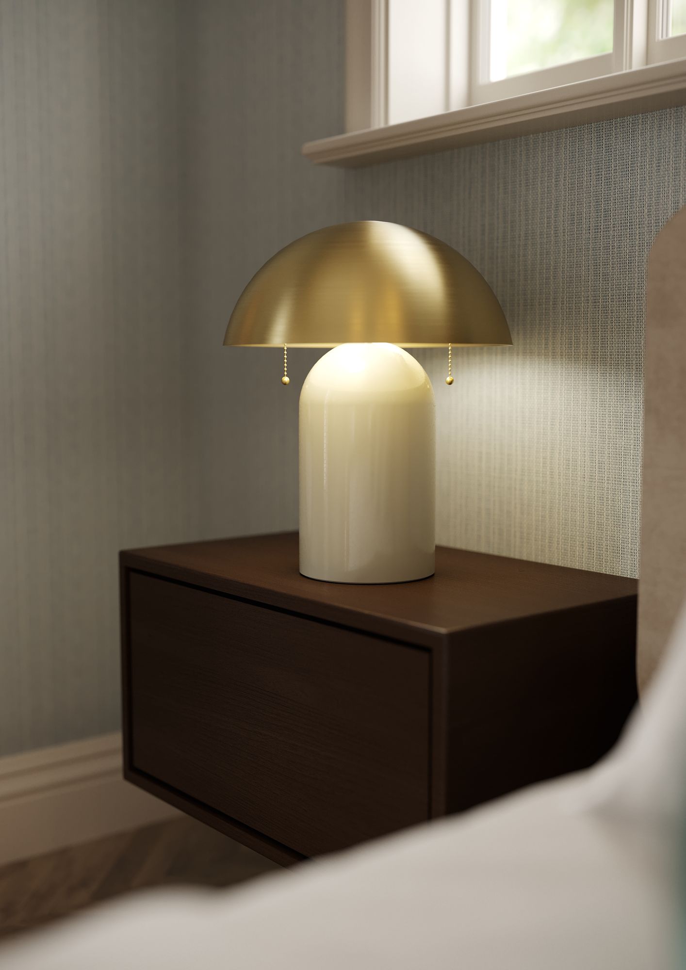 Mitzi Gaia 16 1/2" Modern Ceramic Mushroom Dome Aged Brass Table Lamp