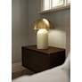 Mitzi Gaia 16 1/2" Modern Ceramic Mushroom Dome Aged Brass Table Lamp