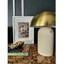 Mitzi Gaia 16 1/2" Modern Ceramic Mushroom Dome Aged Brass Table Lamp
