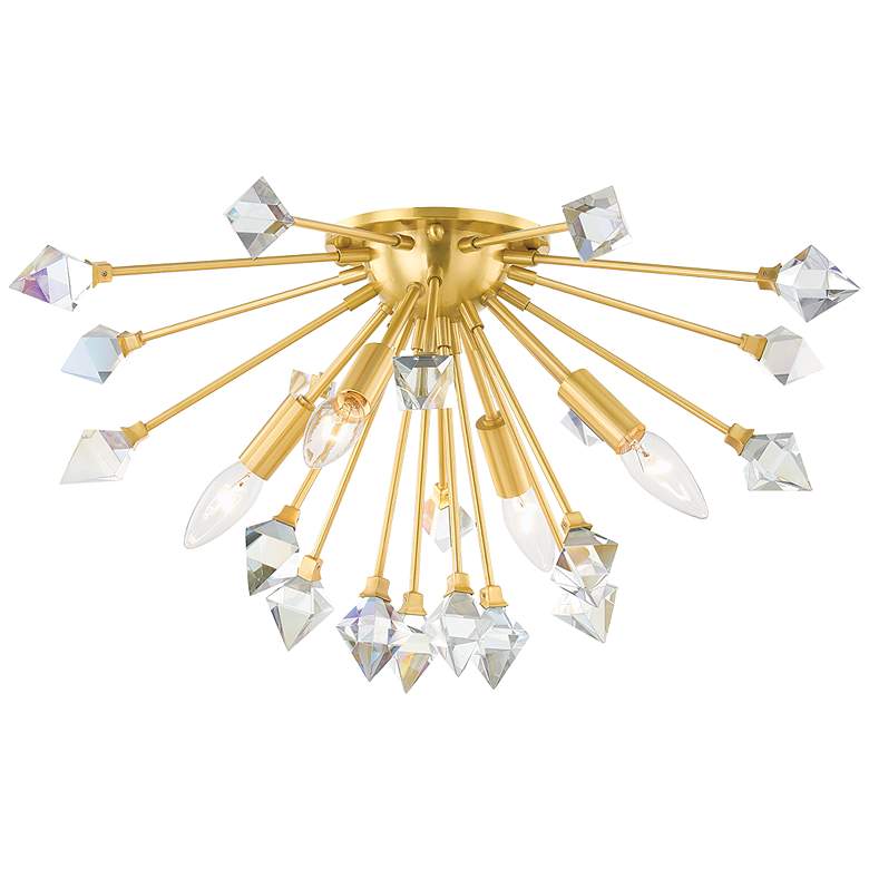 Image 1 Mitzi Genesis 45" Aged Brass 4 Light Flush Mount