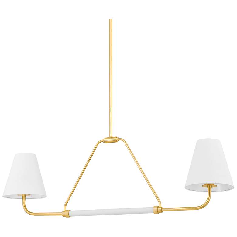 Image 1 Mitzi Georgann 9" Wide Aged Brass 2-Light Linear Pendant
