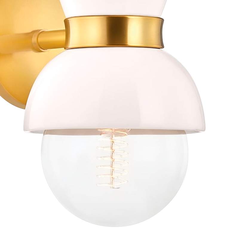 Image 2 Mitzi Gillian 10 1/2" High Aged Brass and Cream Wall Sconce more views