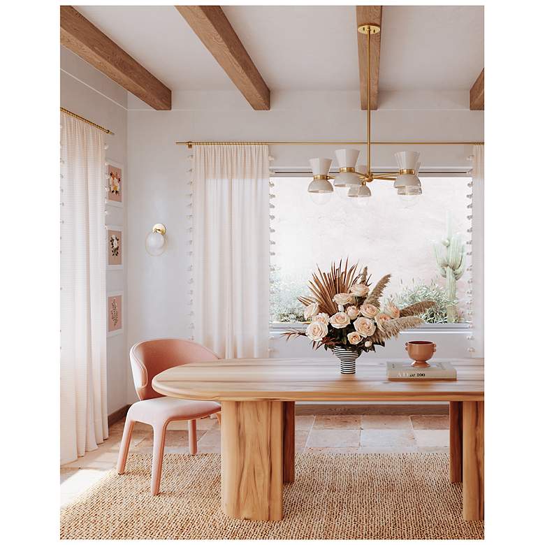 Image 4 Mitzi Gillian 5 Light Chandelier in Aged Brass W/ Ceramic Gloss Cream more views