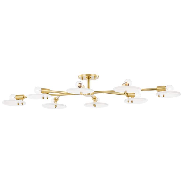 Image 2 Mitzi Giselle 48 inch Wide 8-Light Aged Brass Ceiling Light