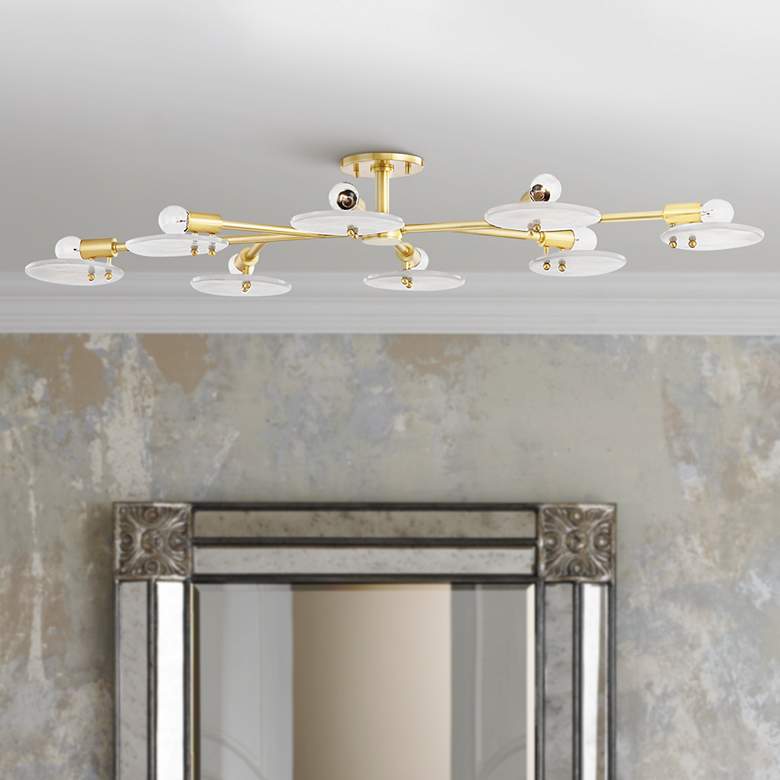 Image 1 Mitzi Giselle 48 inch Wide 8-Light Aged Brass Ceiling Light