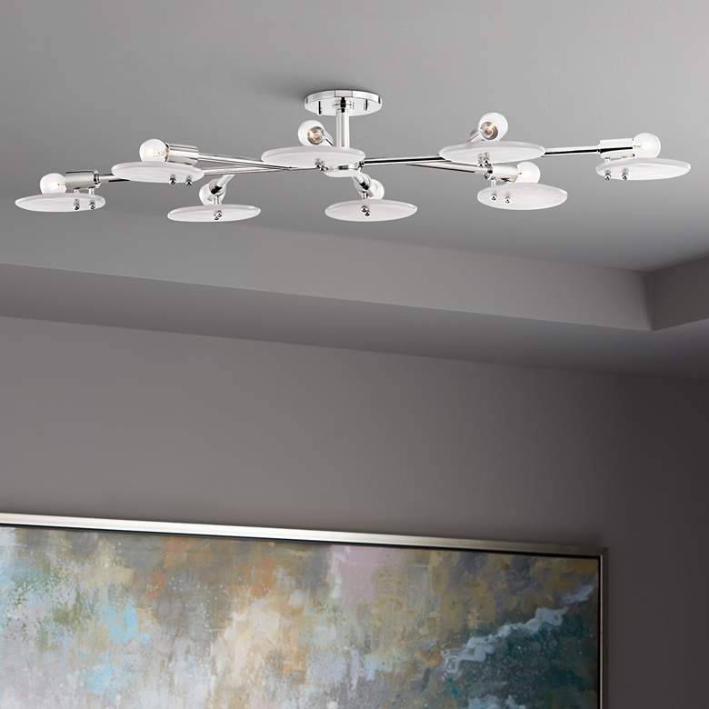 Image 1 Mitzi Giselle 48" Wide 8-Light Polished Nickel Ceiling Light