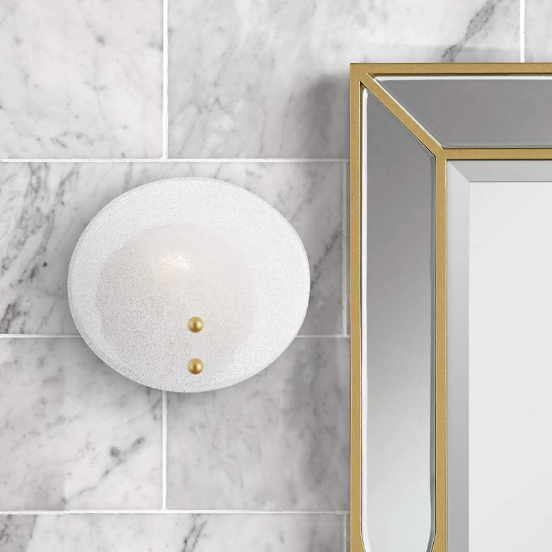 Image 1 Mitzi Giselle 6 1/4" High White Glass Aged Brass Wall Sconce