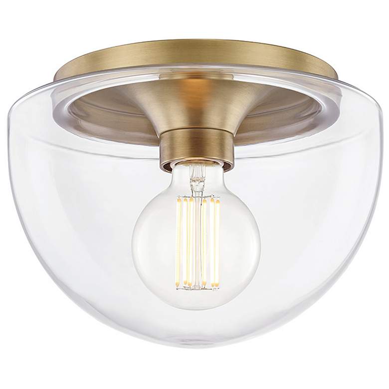 Image 1 Mitzi Grace 10" Wide Aged Brass 1 Light Small Flush Mount