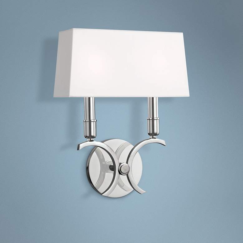 Image 1 Mitzi Gwen 13 1/4 inch High Polished Nickel 2-Light Wall Sconce