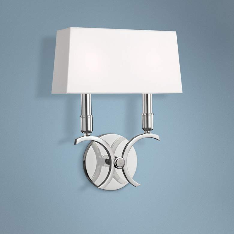 Image 1 Mitzi Gwen 13 1/4" High Polished Nickel 2-Light Wall Sconce