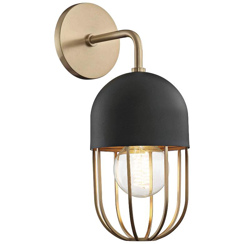 Image 2 Mitzi Haley 13 1/2 inch High Aged Brass Wall Sconce
