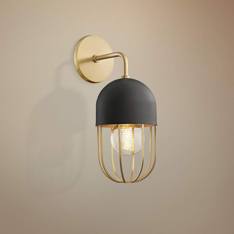 Image 1 Mitzi Haley 13 1/2 inch High Aged Brass Wall Sconce
