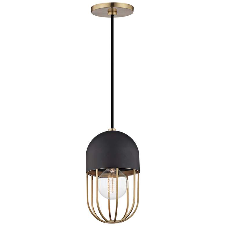 Image 2 Mitzi Haley 5 1/2" Wide Aged Brass and Black Mini Pendant