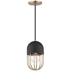 Mitzi Haley 5 1/2" Wide Aged Brass and Black Mini Pendant