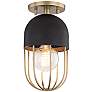 Mitzi Haley 5 1/2" Wide Black and Aged Brass Open Cage Ceiling Light