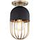 Mitzi Haley 5 1/2" Wide Black and Aged Brass Open Cage Ceiling Light