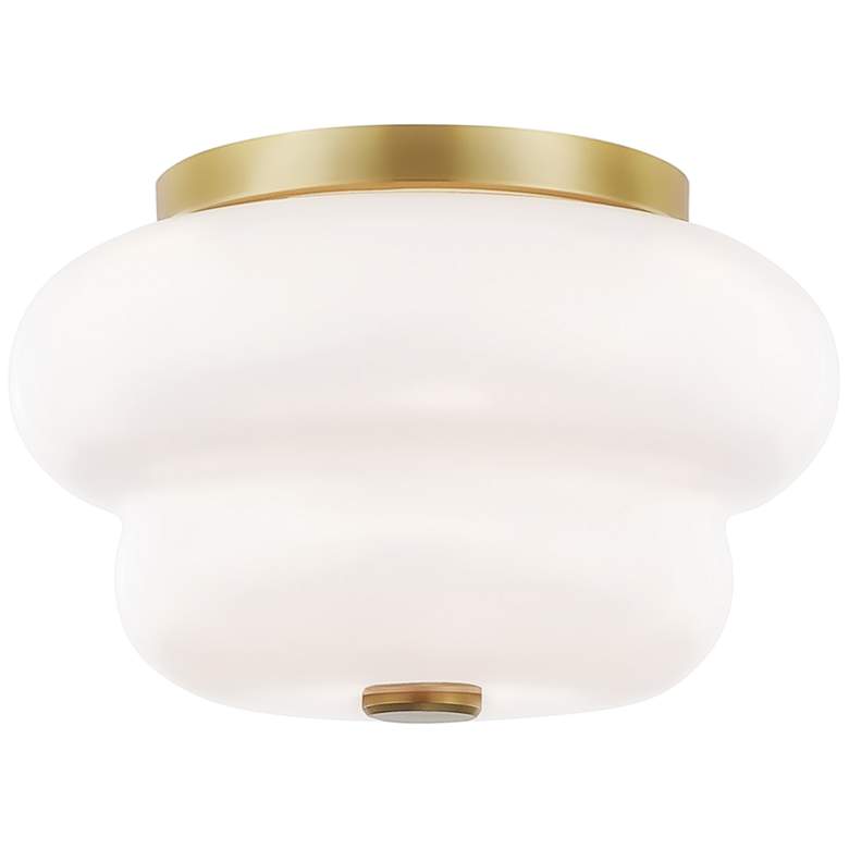 Image 2 Mitzi Hazel 11" Wide Modern Aged Brass Opal Glass Ceiling Light