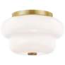 Thumbnail2 of Mitzi Hazel 11" Wide Modern Aged Brass Opal Glass Ceiling Light