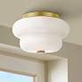 Thumbnail1 of Mitzi Hazel 11" Wide Modern Aged Brass Opal Glass Ceiling Light