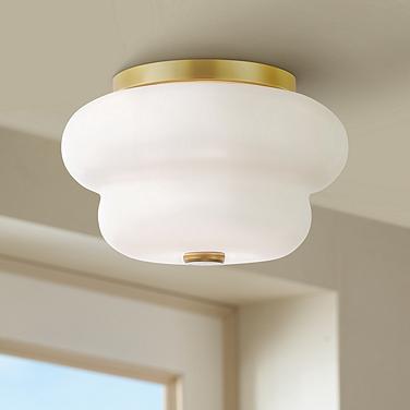 Mitzi Hazel 11" Wide Modern Aged Brass Opal Glass Ceiling Light
