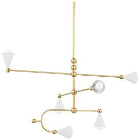 Image1 of Mitzi Hikari 42.5" Aged Brass Soft White 6-Light Modern Chandelier