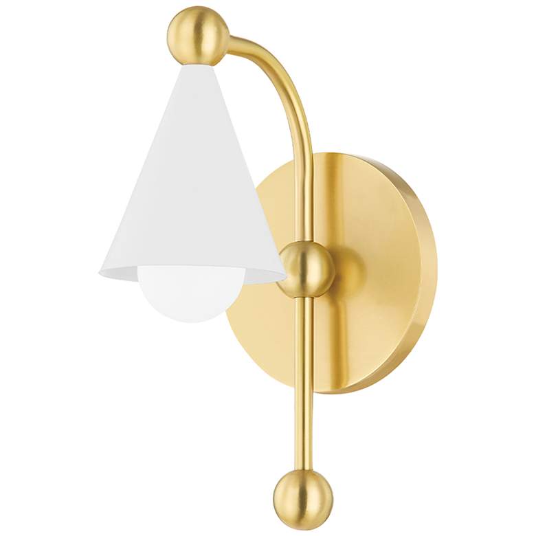 Image 1 Mitzi Hikari 9.25 inch High Aged Brass and Soft White Wall Sconce