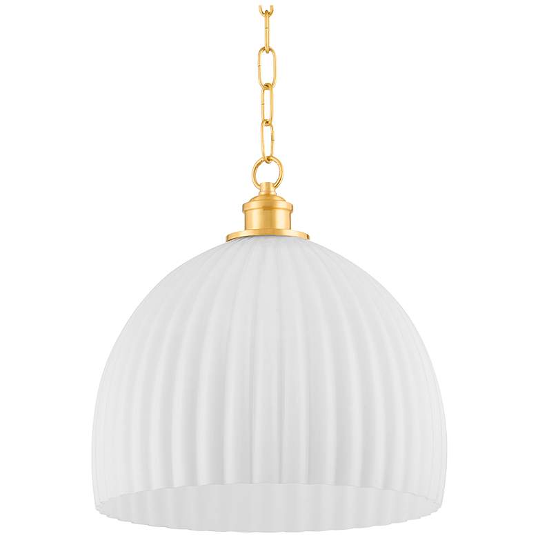 Image 1 Mitzi Hillary 28" Aged Brass 1 Light Pendant