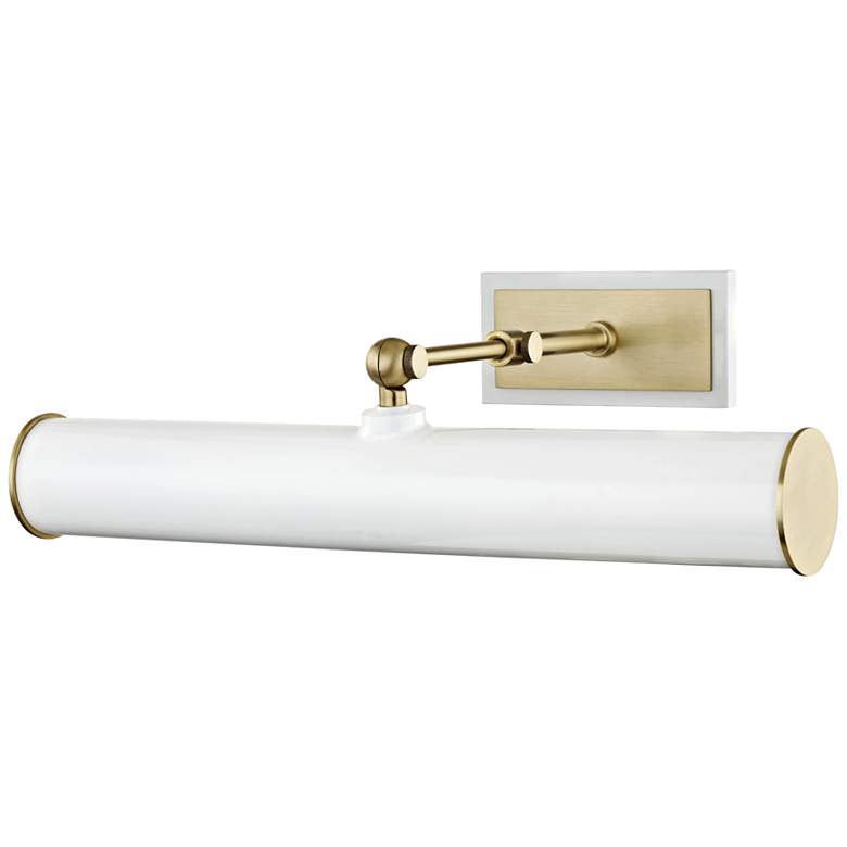Image 1 Mitzi Holly 16 1/4 inch Wide Aged Brass and White Picture Light