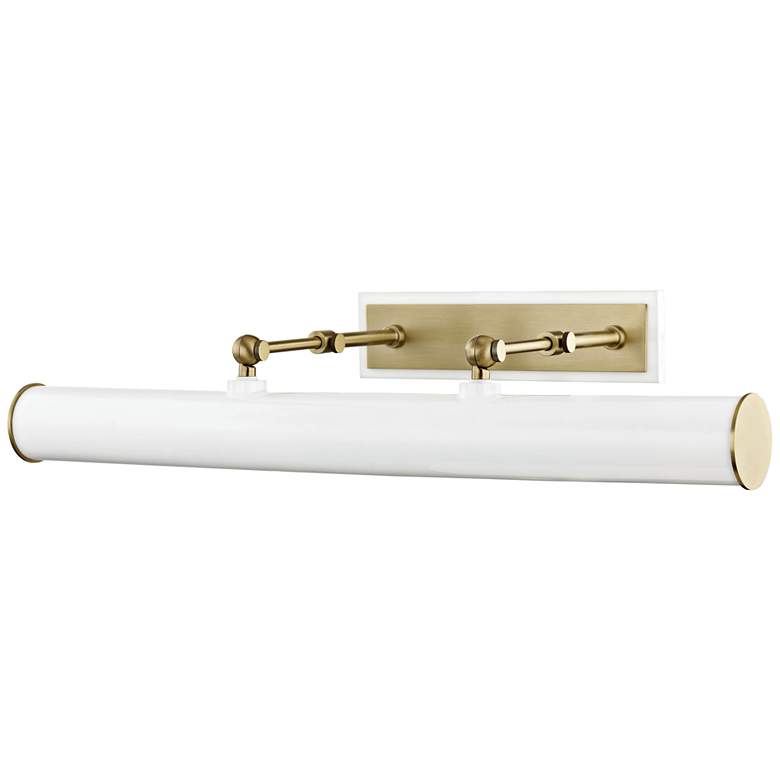 Image 1 Mitzi Holly 24 1/4 inch Wide Aged Brass and White Picture Light