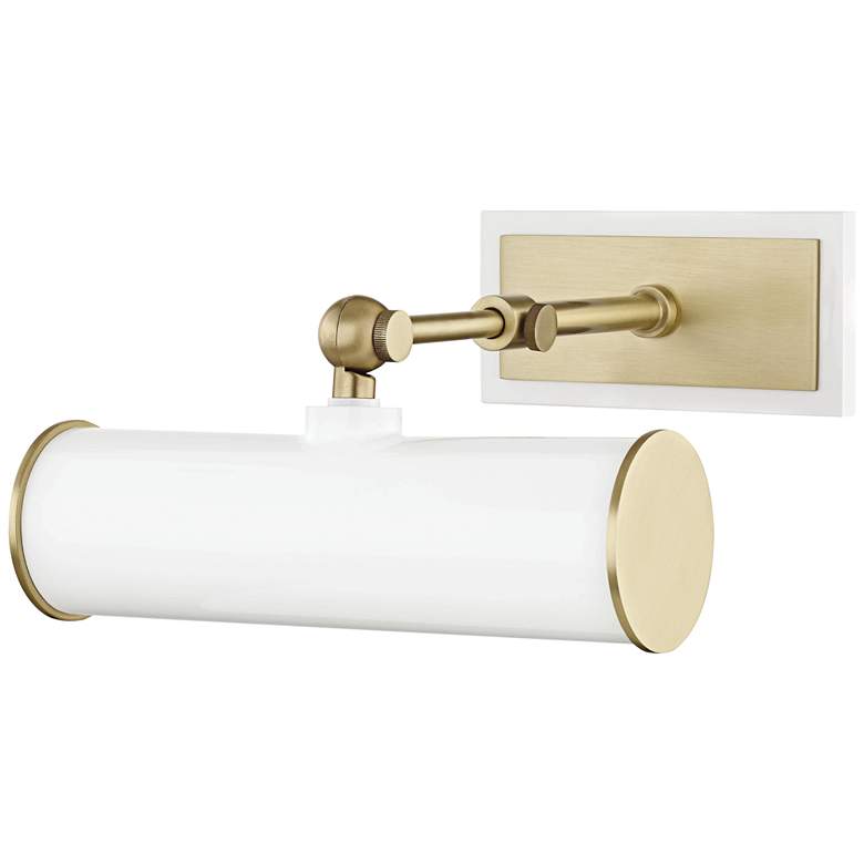 Image 1 Mitzi Holly 8 1/4" Wide Aged Brass and White Picture Light