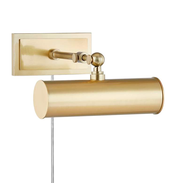 Image 1 Mitzi Holly 8 1/4 inch Wide Aged Brass Plug-In Picture Light