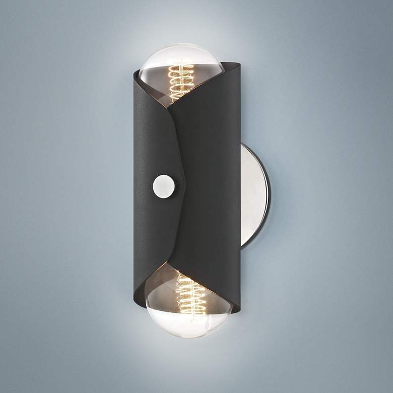 Image 1 Mitzi Immo 11" High Nickel and Black 2-Light Wall Sconce