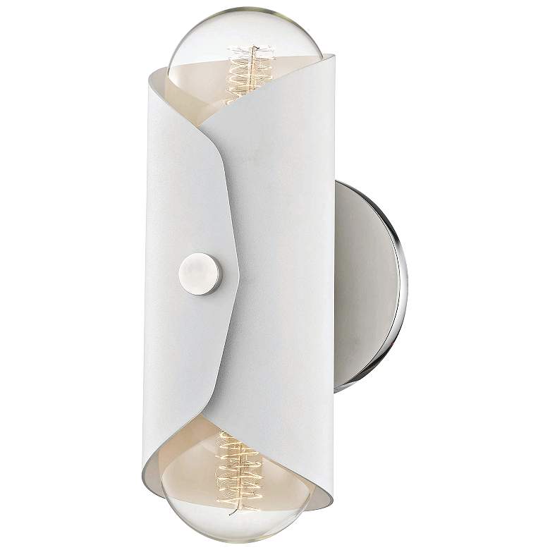 Image 1 Mitzi Immo 11" High Nickel and White 2-Light Wall Sconce