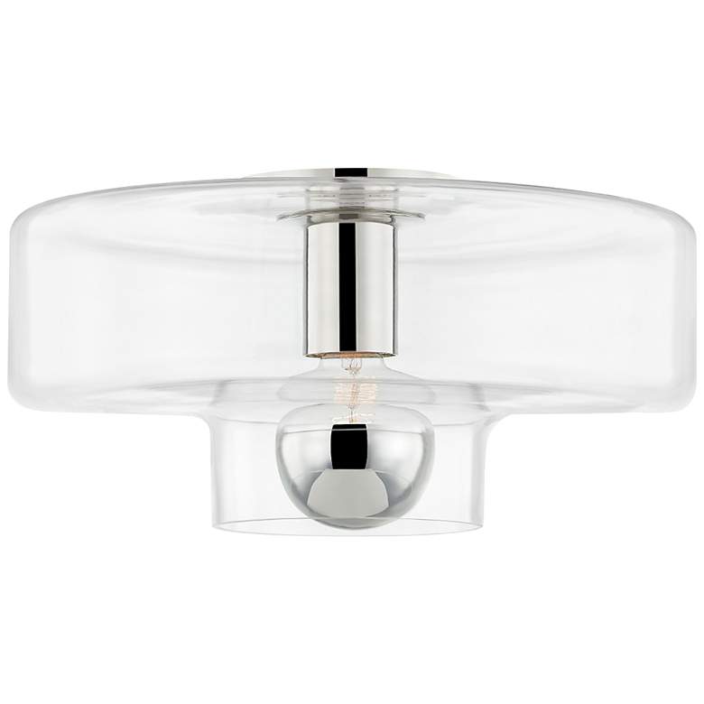Image 1 Mitzi Iona 13 3/4" Wide Polished Nickel Drum Ceiling Light