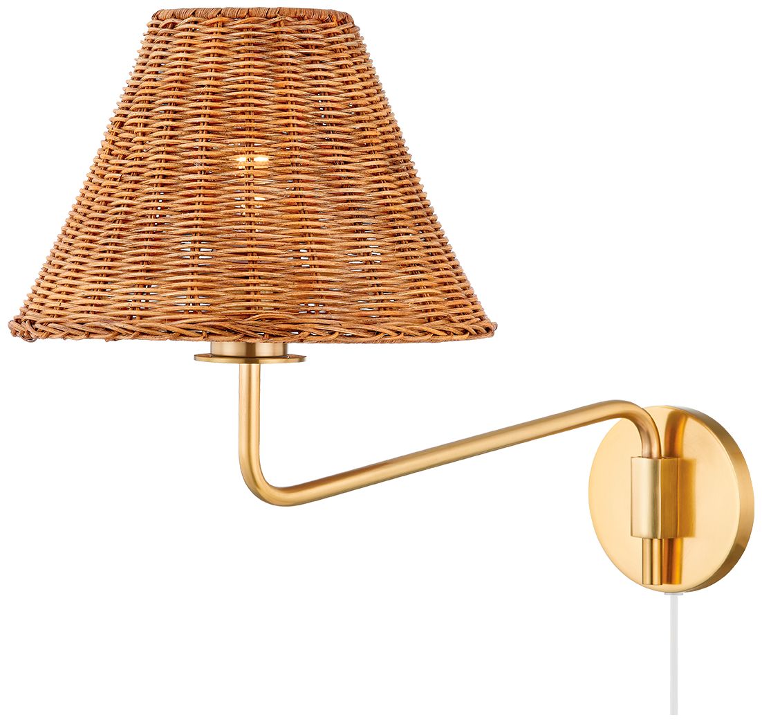 Image 3 Mitzi Issa 13 1/2" High Aged Brass Portable Wall Sconce more views