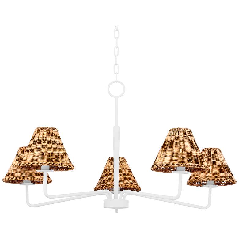 Image 1 Mitzi Issa 40" Wide Texture White 5-Light Chandelier