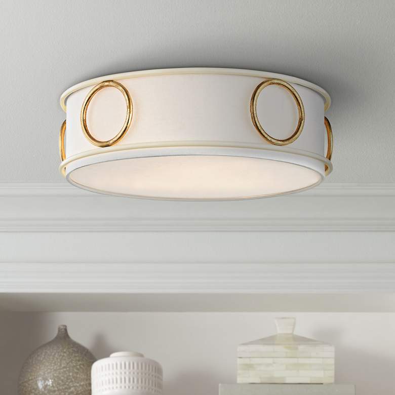 Image 1 Mitzi Jade 15 3/4 inch Wide Gold Leaf and Cream Ceiling Light