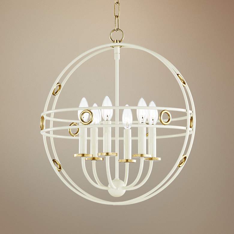 Image 1 Mitzi Jade 18 inch Wide Gold Leaf and Cream 6-Light Pendant