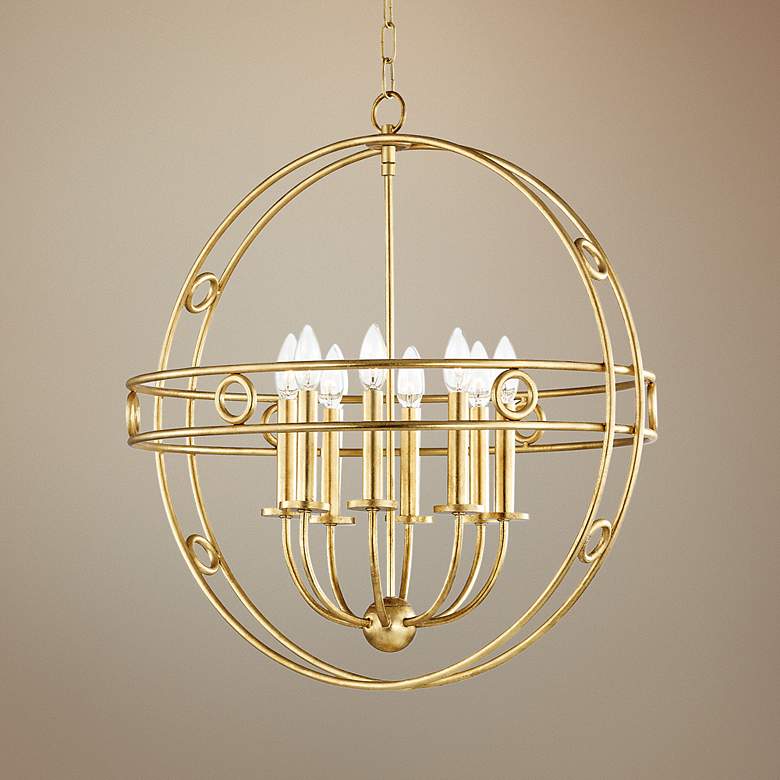 Image 1 Mitzi Jade 23 3/4" Wide Gold Leaf 8-Light Pendant