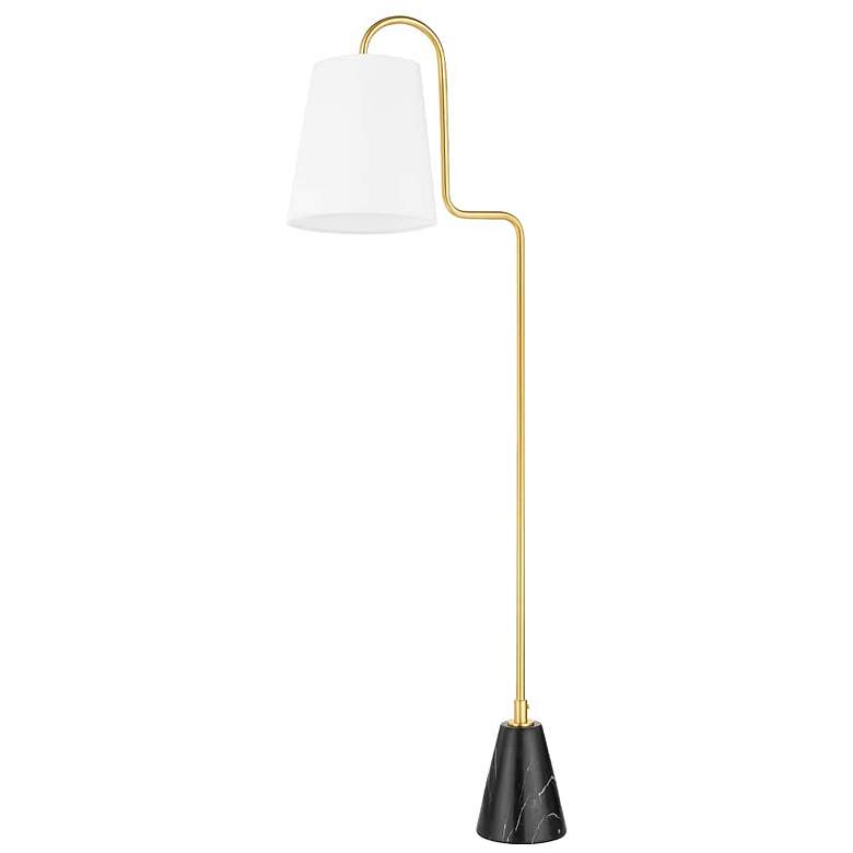 Image 2 Mitzi Jaimee 59" High Bent Gooseneck Arm Aged Brass Floor Lamp