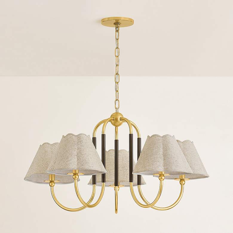 Image 2 Mitzi Janie Chandelier 33" in Aged Brass and True Bronze more views