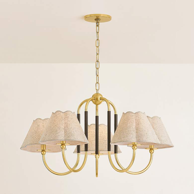 Image 3 Mitzi Janie Chandelier 33" in Aged Brass and True Bronze more views