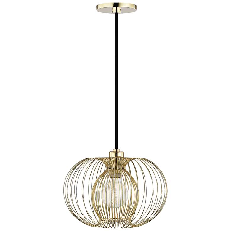 Image 2 Mitzi Jasmine 12" Wide Polished Brass Mini Pendant